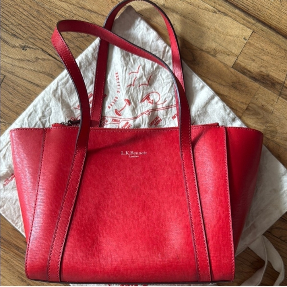 Red Structured Mini Leather Tote Bag